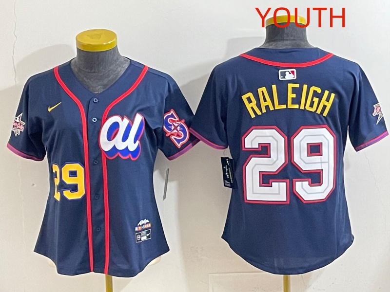 Youth 2025 Seattle Mariners #29 Raleigh dark Blue All star Nike MLB Jersey style 002